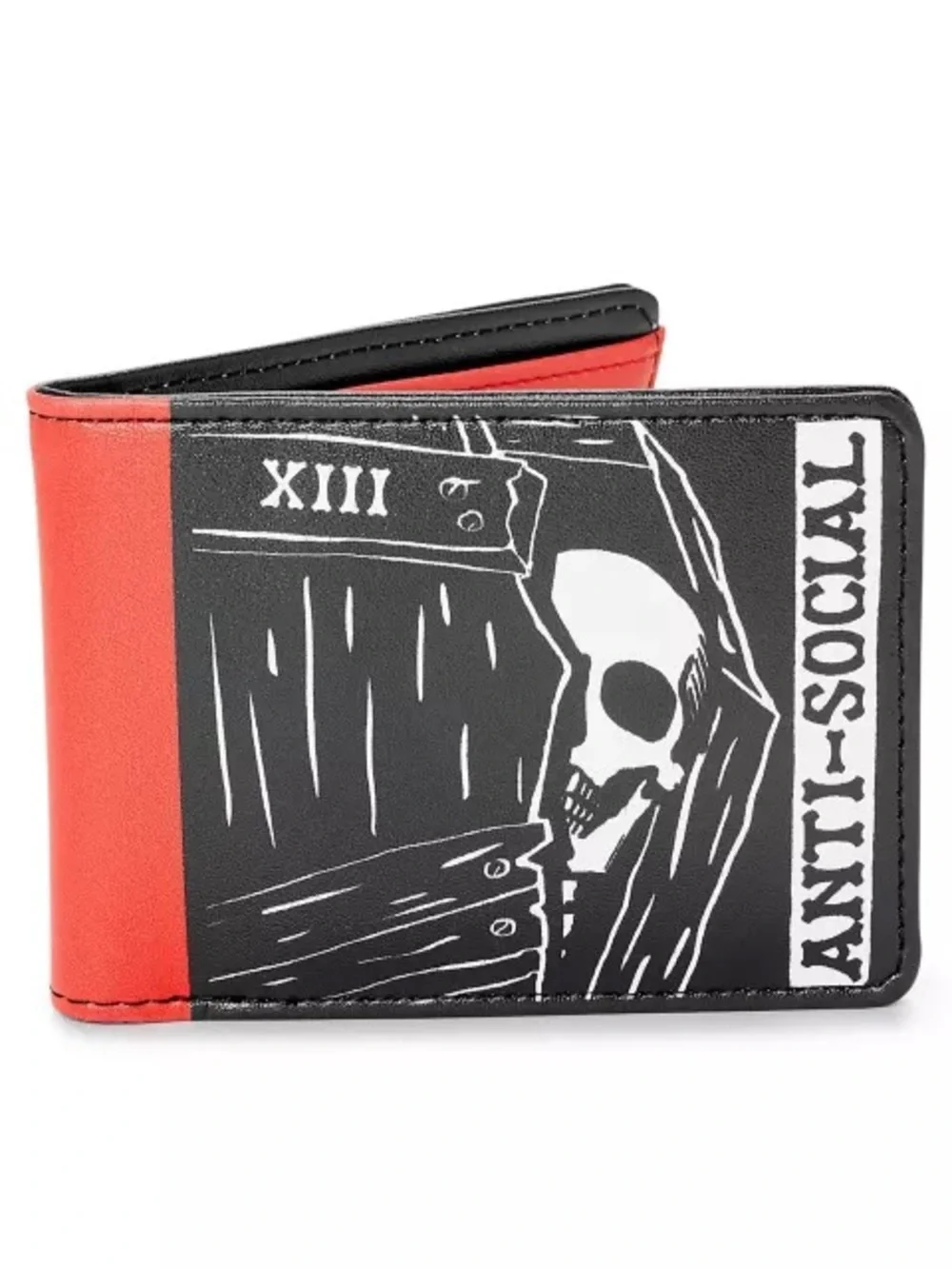 Spencer's Black & Red Anti-Social Skull Bifold Wallet
